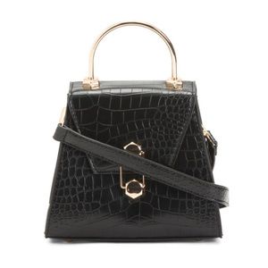 Badgley Mischka croc embossed frame bag